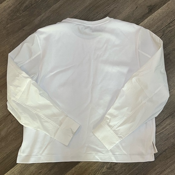 Athleta white mixed media long sleeve pullover Top Perforated Underarms Size M - Picture 4 of 11